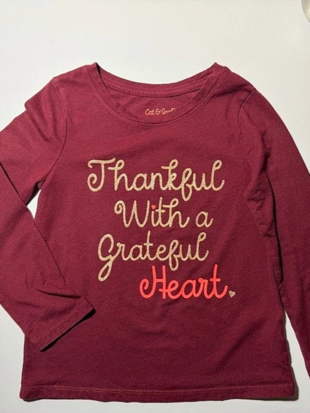 Cat & Jack Long Sleeve Thankful graphic Tshirt 4T